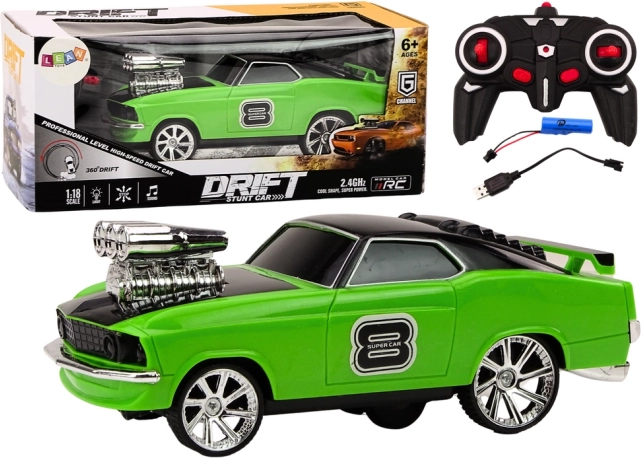 RC driftujące auto 1:18 ze światłami i dźwiękami – zielone