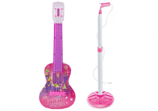 Dziecięca elektryczna gitara z mikrofonem i stojakiem