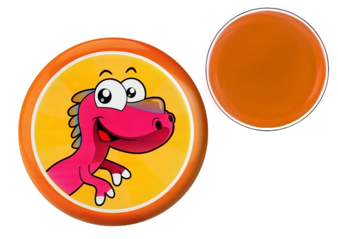 Pomarańczowy latający talerz z motywem dinozaura 20 cm