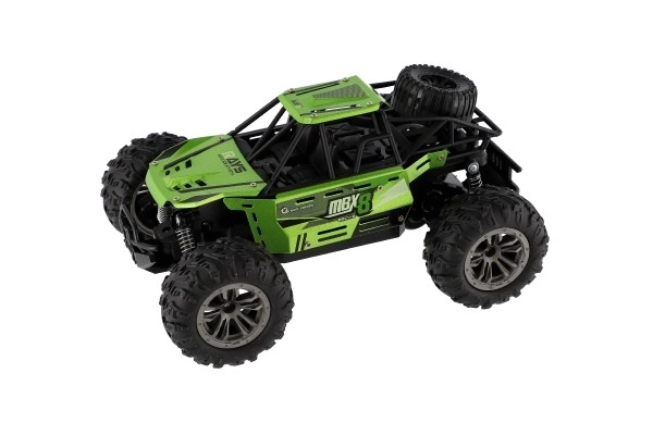 Auto RC buggy terenowe zielone 22cm plastik 2,4GHz na baterie + pakiet do ładowania w pudełku 32x16x18cm