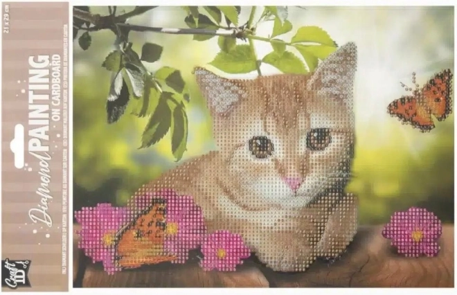 Diamentowe malowanie na tablicy Kociątko 29 × 21 cm