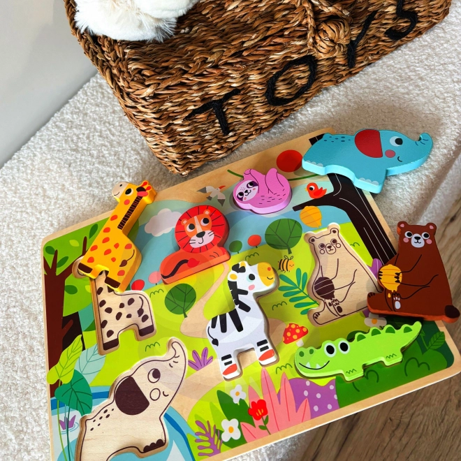 Drewniane puzzle ZOO Safari dla dzieci