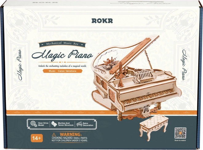 RoboTime 3D Drewniane mechaniczne puzzle Magiczne piano (napęd elektryczny)