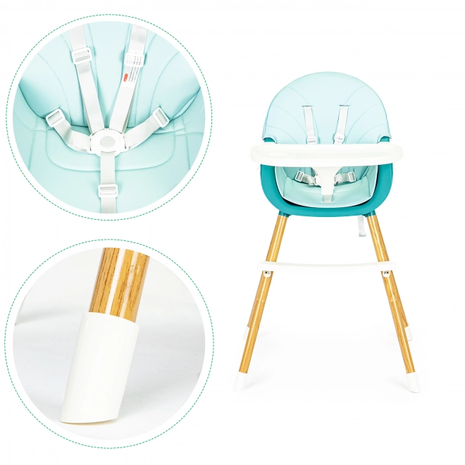 Ecotoys Krzesełko do karmienia 2w1 turkusowe