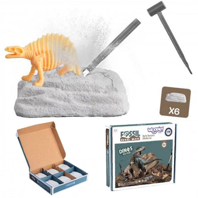 WOOPIE zestaw wykopaliskowy 6w1 szkielety dinozaurów małego archeologa