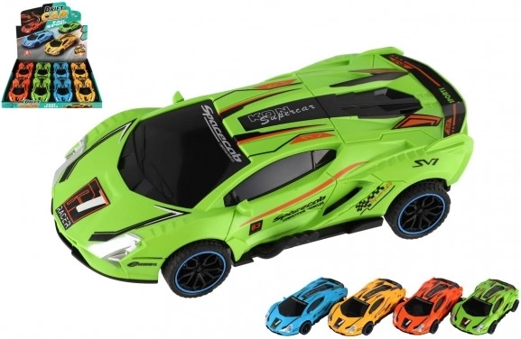 Plastowe driftujące autko na napęd z rozpędu 16 cm – zestaw 4 kolorów, 8 szt. w pudełku