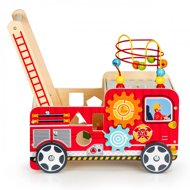 Drewniany edukacyjny chodzik z klockami - Samochód strażacki ECOTOYS