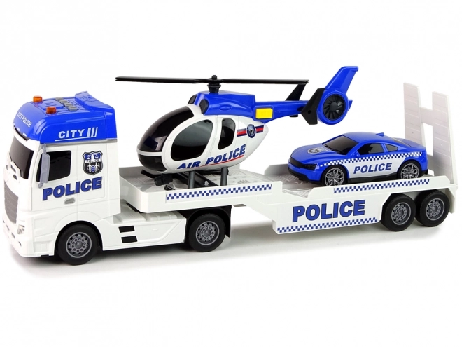 Zestaw policyjnych samochodów ciężarowych Helikopter dźwiękowy Światła