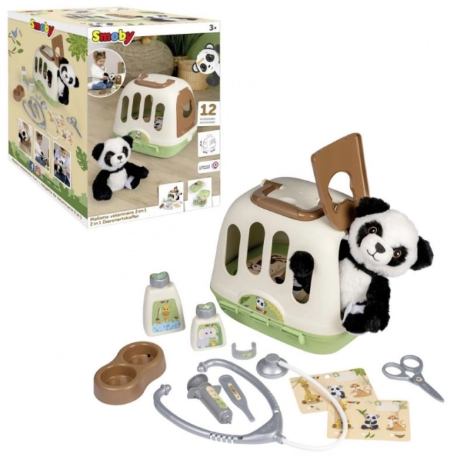 Weterynaryjny zestaw z panda i pudełkiem transportowym 2w1