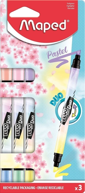 Zakreślacze MAPED Fluo Peps Duo Pastel, zestaw 3 szt.