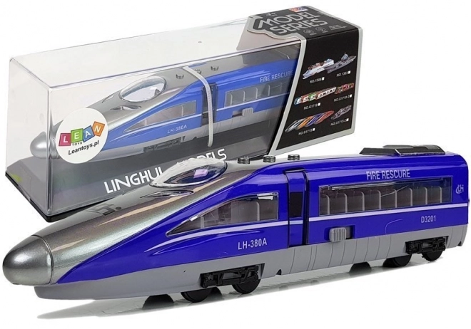 Pociąg Pendolino z napinaczem niebieski z dźwiękiem i światłami