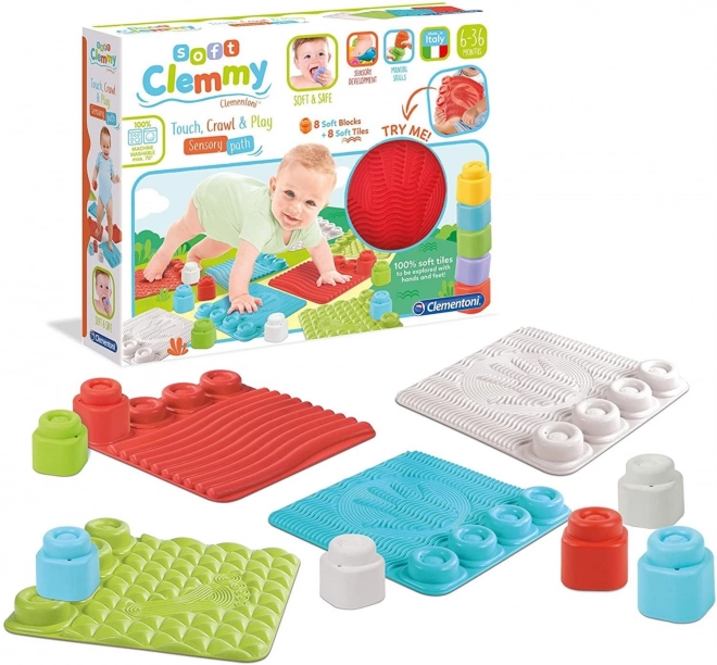 CLEMENTONI SOFT CLEMMY Sensoryczne podkładki z klockami