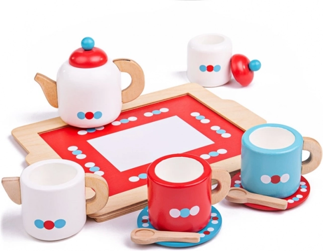 Drewniany zestaw do herbaty w kropki BIGJIGS TOYS