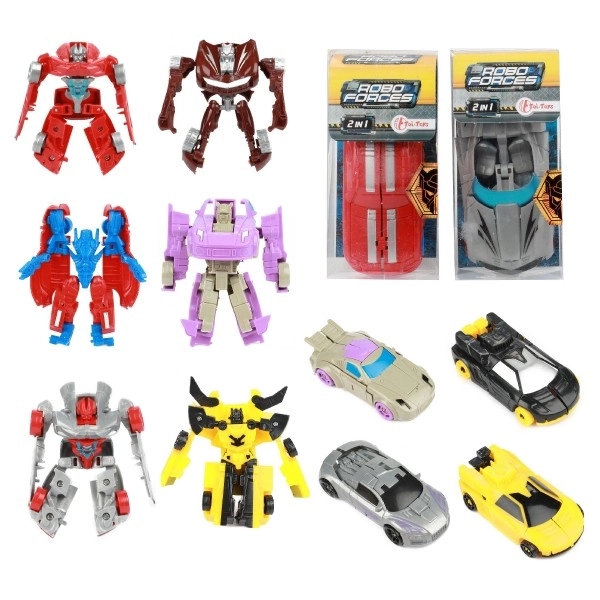 Transformer auto/robot plastik 10 cm mix kolorów w plastikowym pudełku 5x10,5 cm