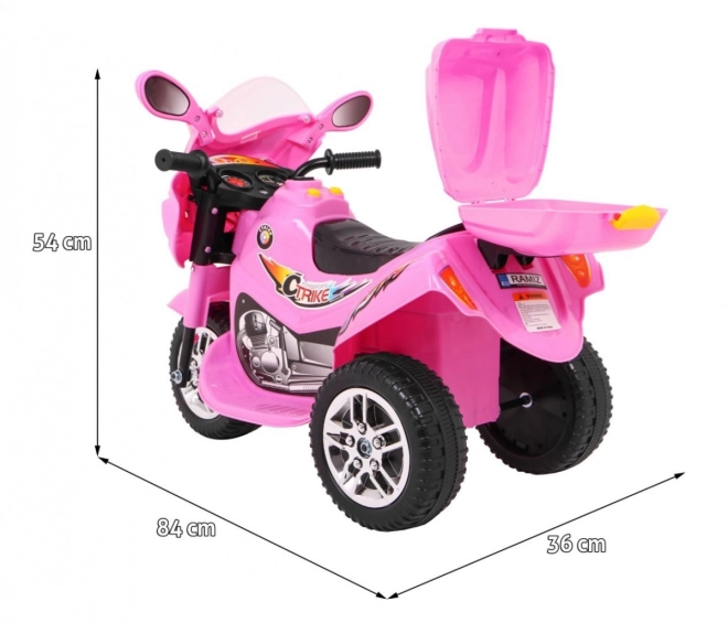 Trójkołowiec BJX-088 motocykl elektryczny + dźwięki + światła – Różowy