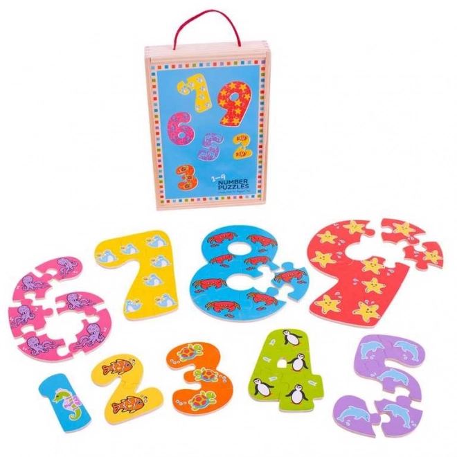 Bigjigs Toys Drewniane puzzle liczby 1-9