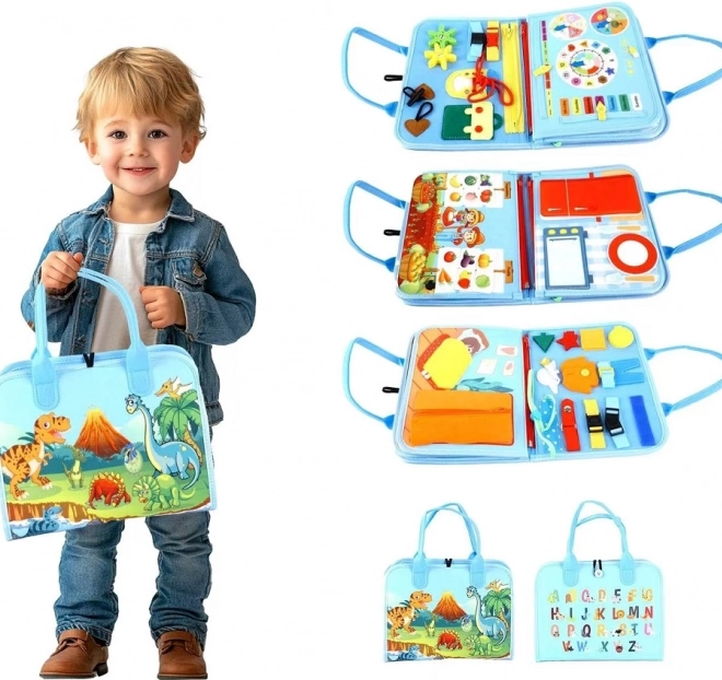Sensoryczna busy book dinozaury dla dzieci