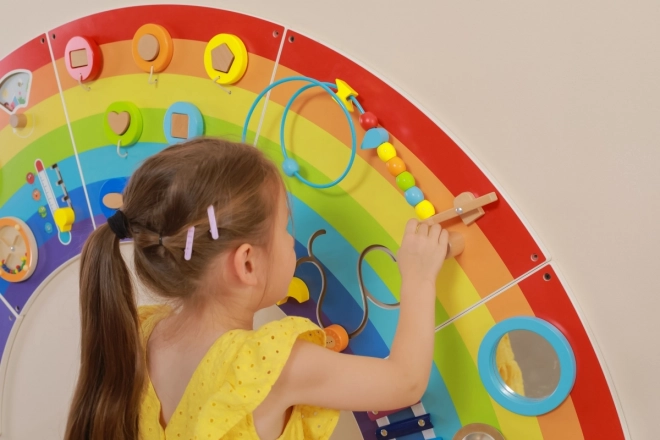 Drewniany panel ścienny montessori - tęcza