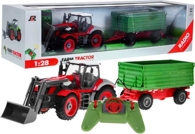 RC traktor z ładowaczem i przyczepą 1:28 dla dzieci 3+
