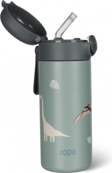 Termoska na napoje z rurką i silikonowym uchwytem 350 ml, Dino