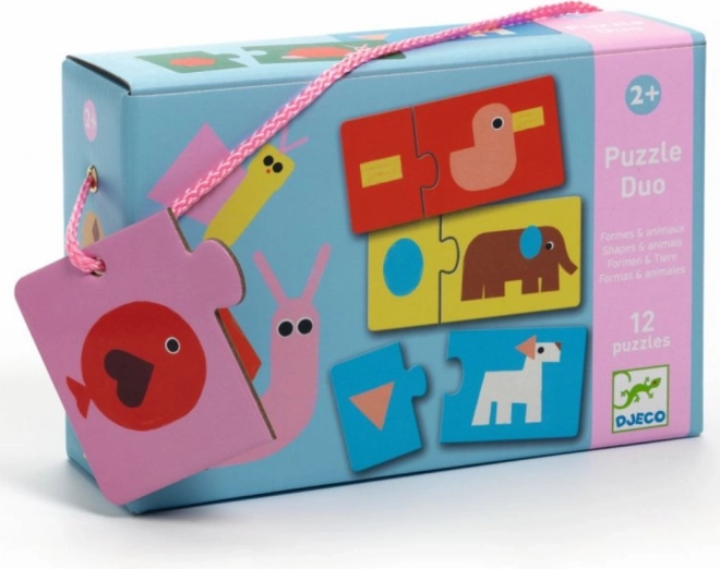 DJECO Duo Puzzle - Kształty i zwierzątka