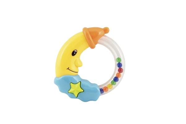 Grzechotka księżyc plastik 11cm na kartonie 0+