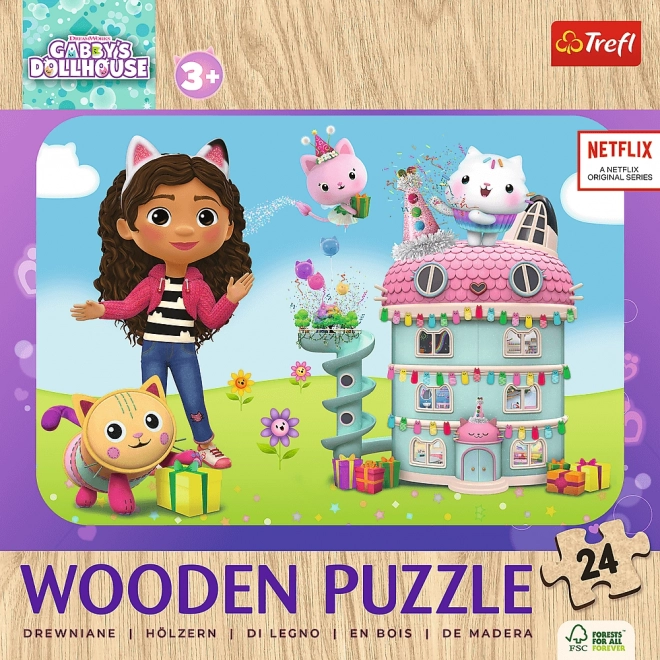 Drewniane puzzle Wesoła Gabby i przyjaciele 24 elementy