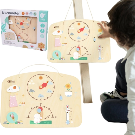 Classic World edukacyjna drewniana tablica meteorologiczna – barometr dla dzieci