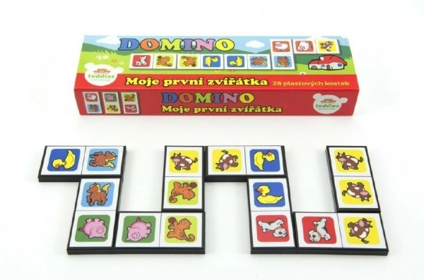 Domino Moje pierwsze zwierzątka 28szt gra towarzyska w pudełku 21x6x3cm