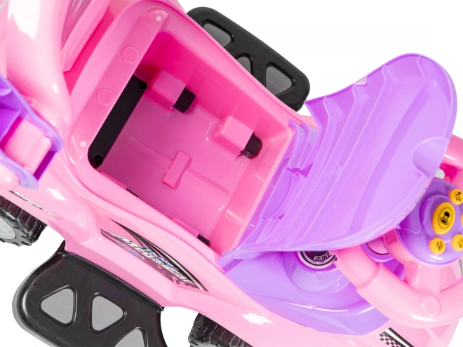 ECOTOYS Jeździk z dźwiękami i prowadzącą tyczką Różowe Auto