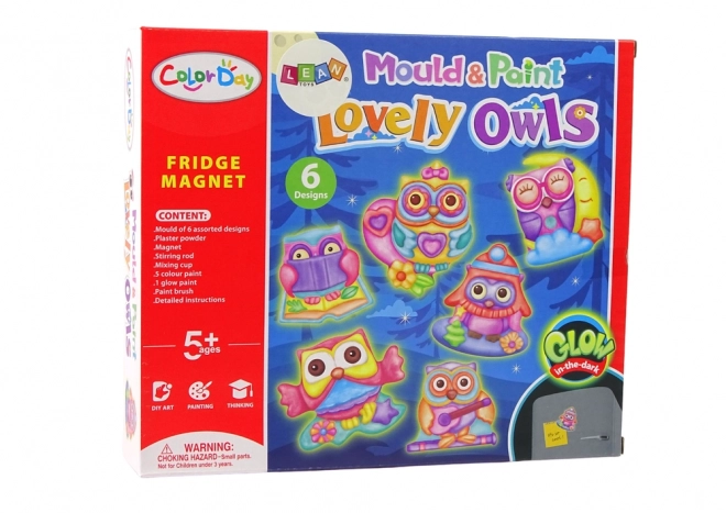 Zestaw do malowania DIY Świecące sowy Gipsowe magnesy