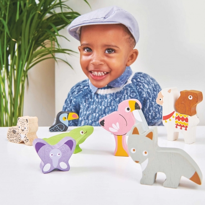 Balansująca wieża La Toy Van Petilou - zwierzęta z zoo
