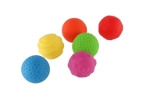 Zestaw piłeczek 6 sztuk z teksturą gumowe 6cm w pudełku 6m+
