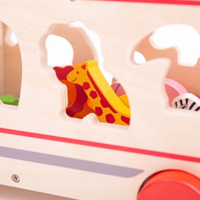 Bigjigs Toys Drewniane auto z safari zwierzakami