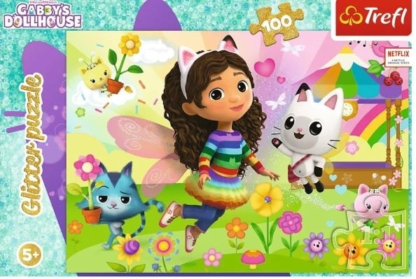 Puzzle 100 elementów z brokatem Glitter Dollhouse Gabby