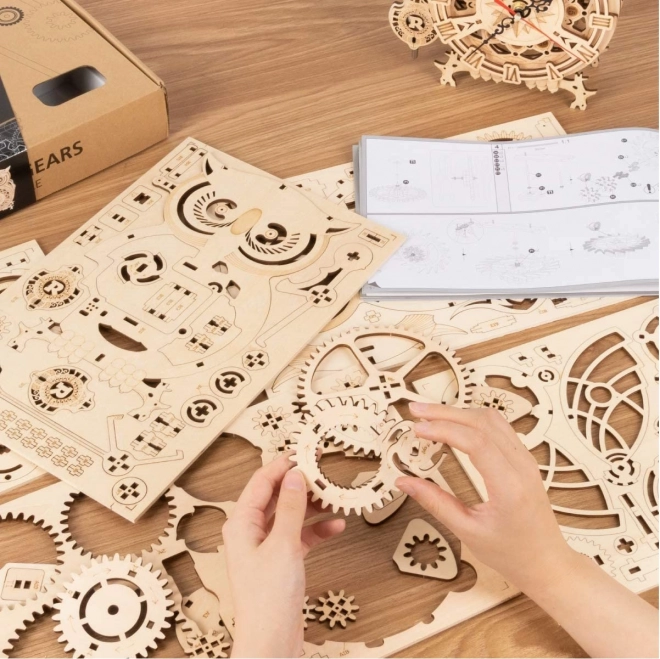 Sowa - zegar wahadłowy na baterie - 3D drewniany zestaw do złożenia