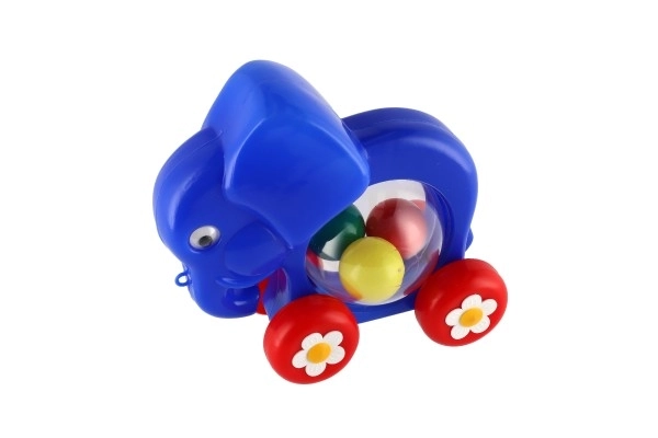 Słoń z piłeczkami do ciągnięcia, plastikowy 20x18x9,5cm w woreczku 12m+