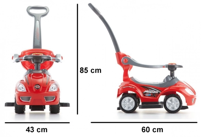 Jeździk 3w1 DELUXE z rączką i panelem muzycznym - czerwony