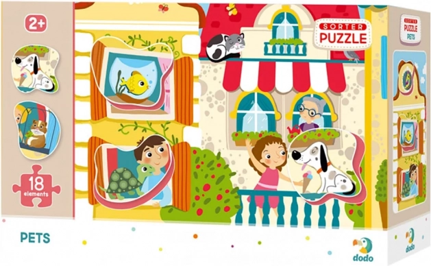 Sortujące puzzle 18 elementów – zwierzęta domowe