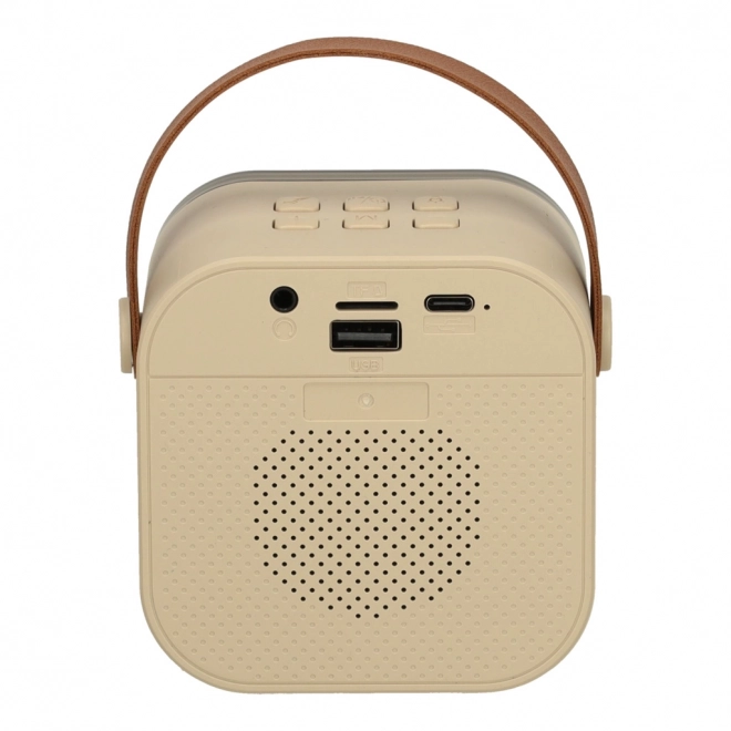 Zestaw Karaoke 2 mikrofony + przenośny głośnik BLUETOOTH USB LED kolor beżowy