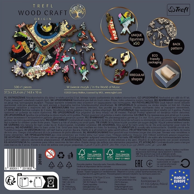 TREFL drewniane dwustronne puzzle W świecie muzyki 501 elementów