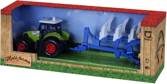 Plastowy traktor ze światłem i dźwiękiem z przyczepą do orki