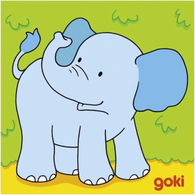 GOKI Drewniane klocki Zwierzątka, 4 klocki