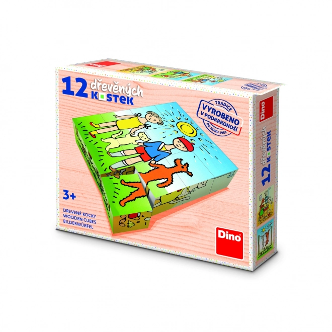 Drewniane klocki Piesek i kotek – 12 klocków