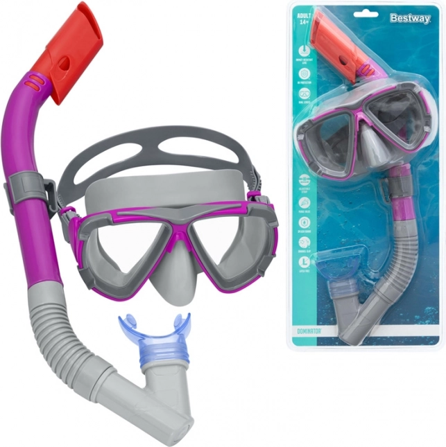 Bestway Dominator Snorkel – zestaw maski i fajki dla młodzieży i dorosłych 14+ różowy – Różowa
