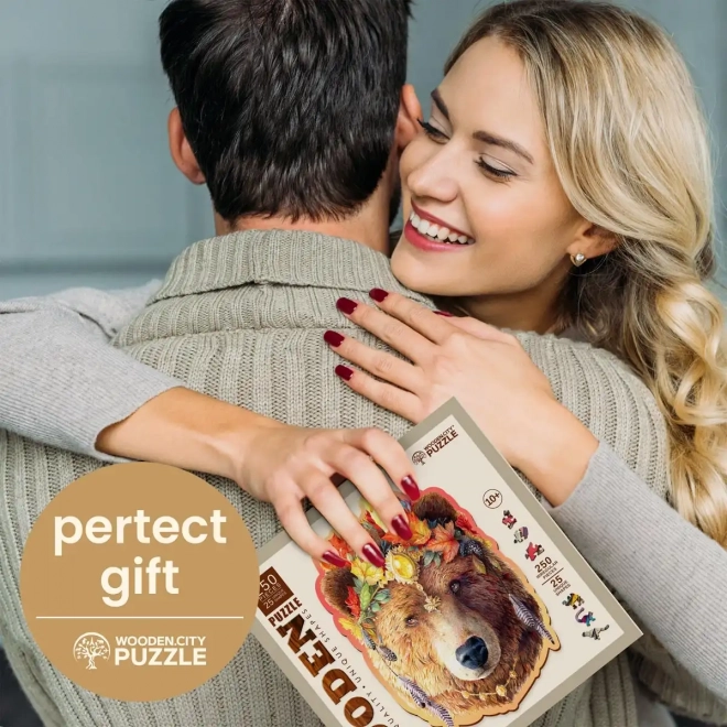 WOODEN CITY Drewniane puzzle Stylowy niedźwiedź 250 elementów EKO
