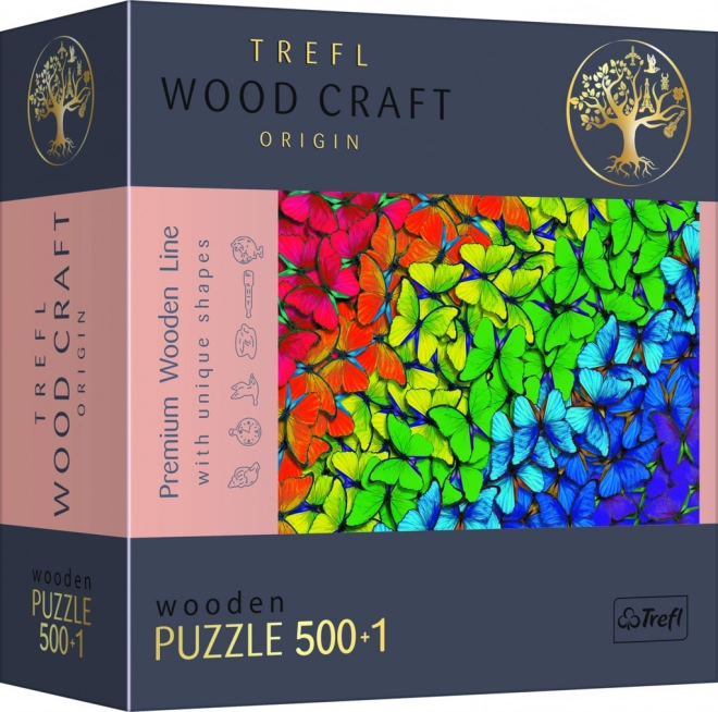 Drewniane puzzle Trefl Wood Craft Tęczowe motyle 501 elementów