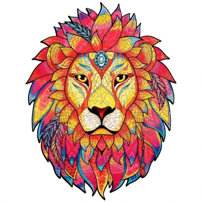 Magiczne drewniane kolorowe puzzle - Tajemniczy lew