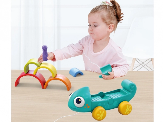 Montessori tęczowy kameleon układanka 18m+