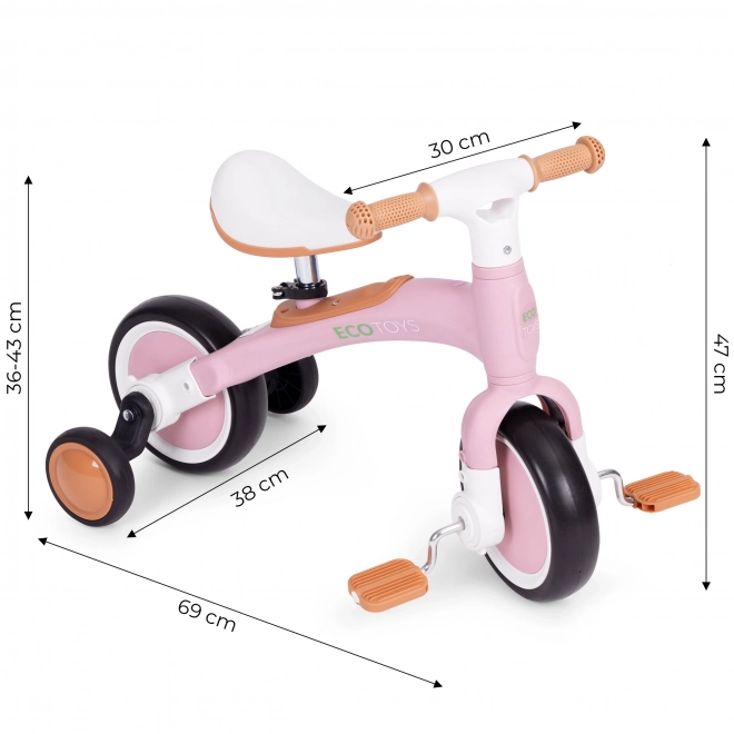 Rowerek balansowy z pedałami - treningowe boczne kółka 3w1 ECOTOYS